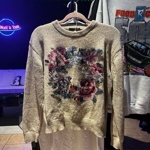 Vintage Eddie Bauer Beige Floral Sweater